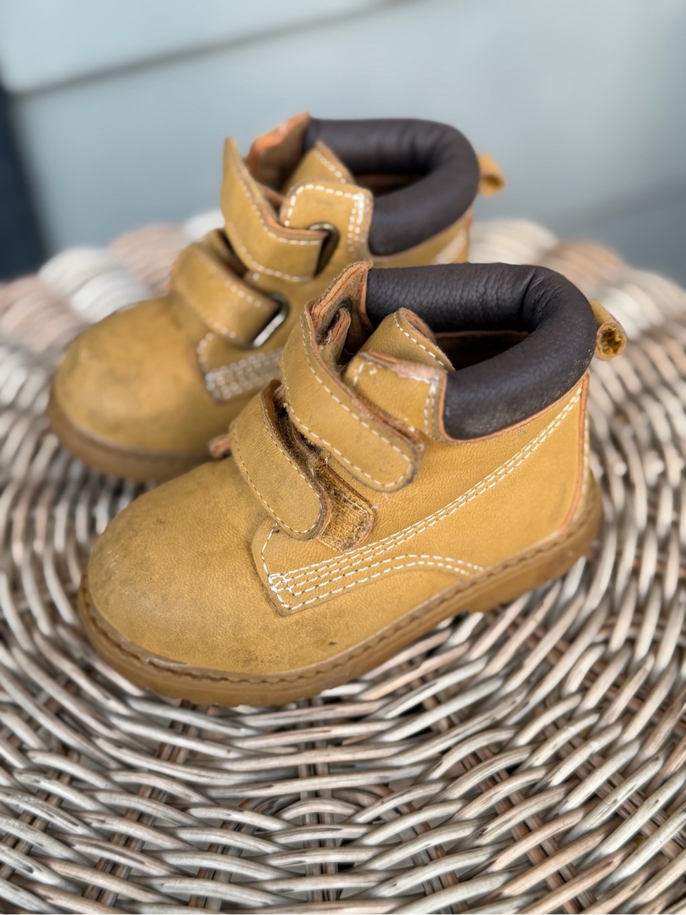 Koala Kids Toddler Wheat Brown Double Strap Ankle Boots Hook & Loop